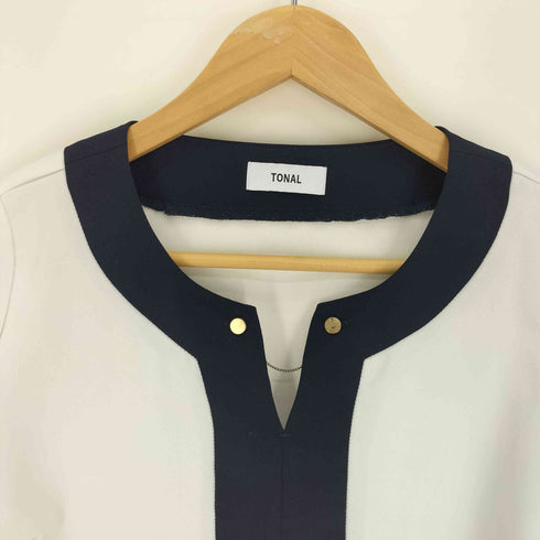 トーナル TONAL フロント バイカラー チェーン ブラウス レディース JPN:38