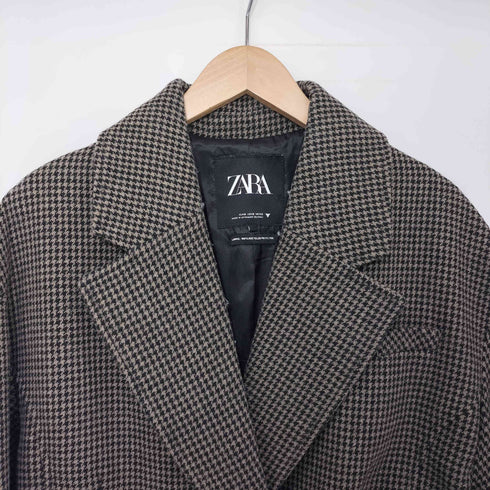 ザラ ZARA ウールミックス ハウンドトゥース コート チェスターコート レディース import:S