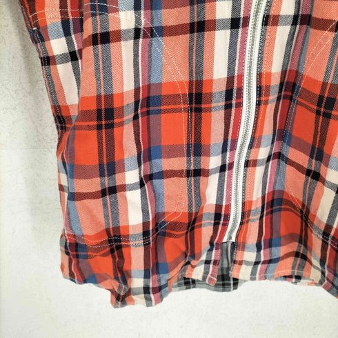 ディーゼル DIESEL 背面プリント チェック柄 ジップアッププルオーバーパーカー メンズ