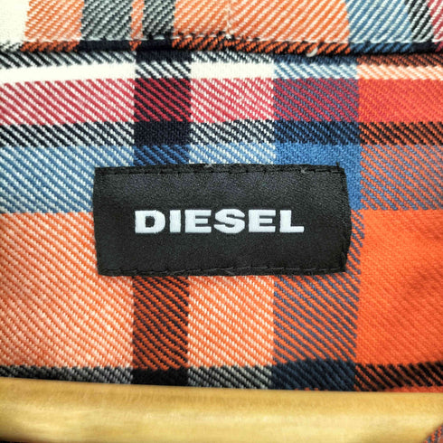 ディーゼル DIESEL 背面プリント チェック柄 ジップアッププルオーバーパーカー メンズ