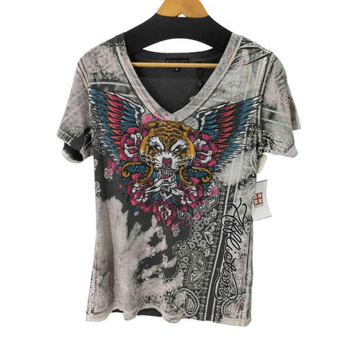 BLACK LABEL AFFLICTION アニマルラインストーン VネックTシャツ メンズ import:M