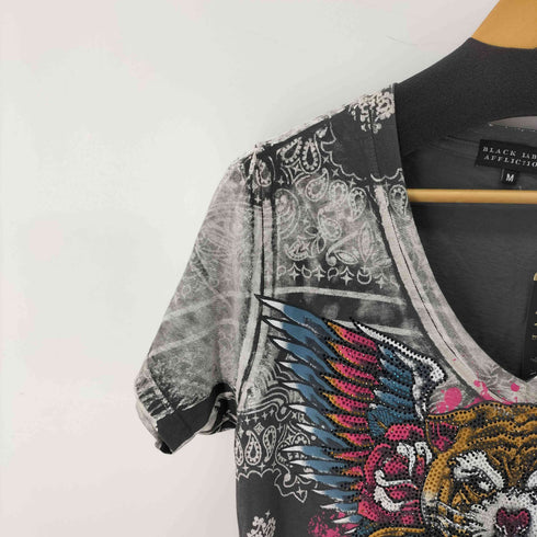 BLACK LABEL AFFLICTION アニマルラインストーン VネックTシャツ メンズ import:M