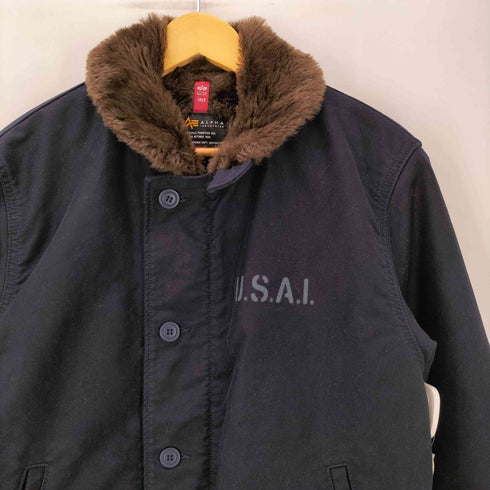 アルファインダストリーズ ALPHA INDUSTRIES N-1 DECK JACKET ミリタリー デッキ ジャケット UNIVERSALジップ ステンシル メンズ import:L