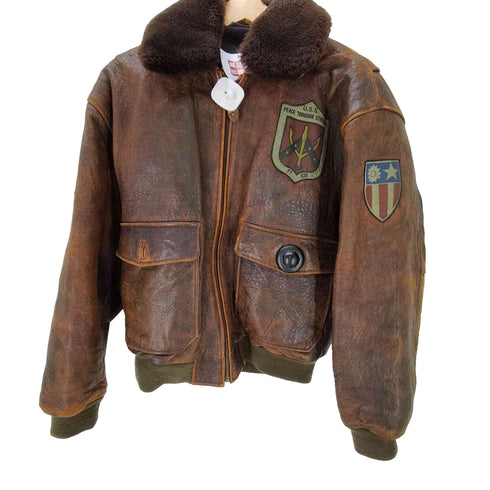 JAPAN ACADEMY FLIGHT JACKET INTERMEDIATE G-1 エンブレム 星条旗 レザー フライト ジャケット メンズ JPN:L