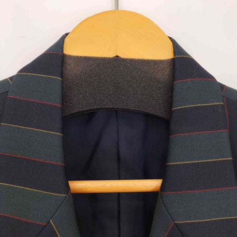 バーバリーズ BURBERRYS ストライプ ウール 金ボタン ワッペン装飾 パワーショルダー 2B テーラードジャケット レディース