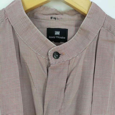 アイムイッセイミヤケ im ISSEY MIYAKE 80~90S フロントタック 千鳥格子 S/S スタンドカラーシャツ メンズ JPN:L
