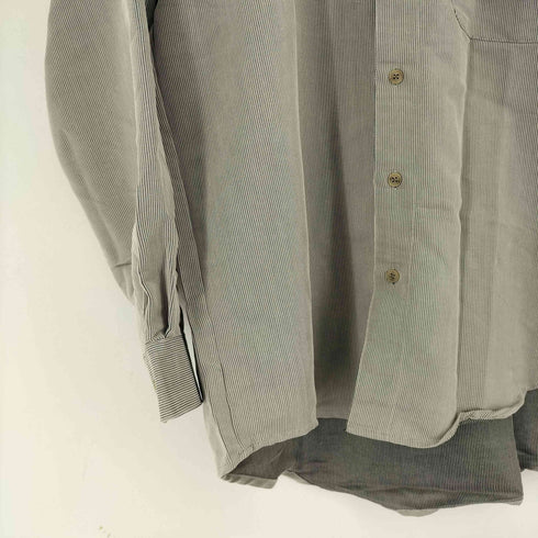 エディーバウアー Eddie Bauer ポリ混 バンドカラーレーヨンシャツ メンズ import:L