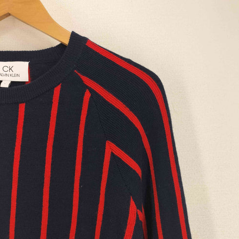 カルバンクライン CALVIN KLEIN ウール ストライプ ラグラン ニット レディース import:L