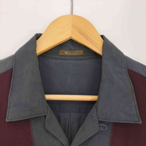 ワイズフォーメン Ys for men 90s 茶タグ ライン 生地切替 開襟 長袖シャツ メンズ