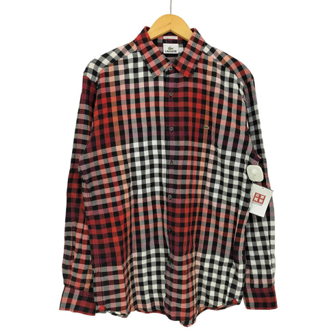 ラコステ LACOSTE ロゴ刺繍 コットン ブロックチェック グラデーションシャツ メンズ JPN:5