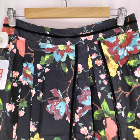 ケンゾー KENZO コットンレーヨン 花柄プリーツスカート レディース 40