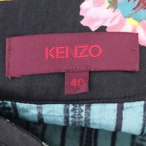ケンゾー KENZO コットンレーヨン 花柄プリーツスカート レディース 40