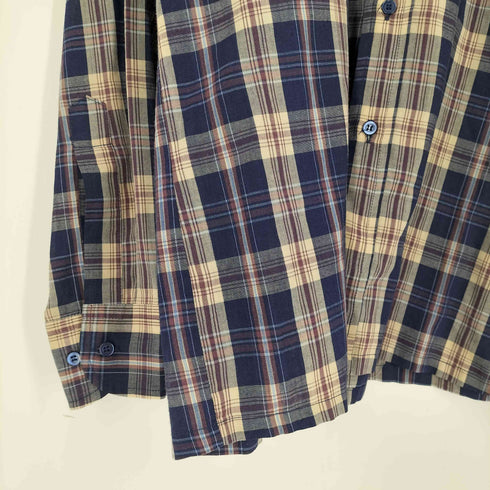 BENTON ROW チェック柄 ポリコットン レギュラーカラー シャツ メンズ import:S