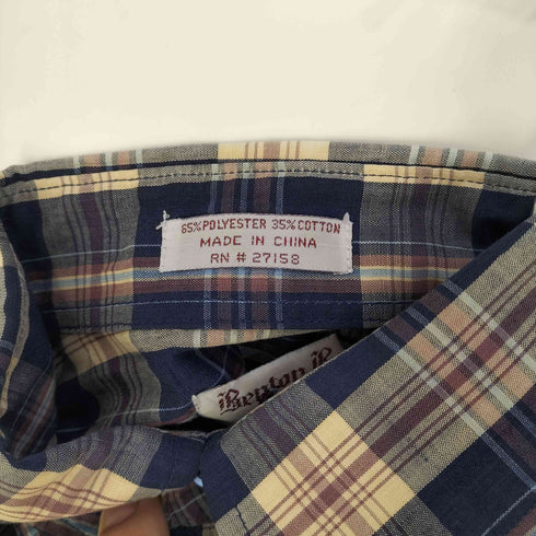 BENTON ROW チェック柄 ポリコットン レギュラーカラー シャツ メンズ import:S