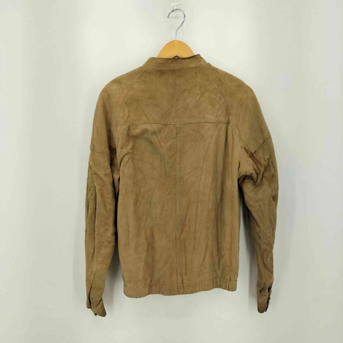 Harrison Peters 裏地チェック ジップアップ スエードレザー シングルジャケット レディース