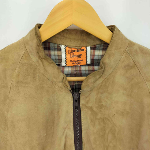 Harrison Peters 裏地チェック ジップアップ スエードレザー シングルジャケット レディース