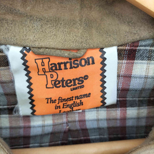 Harrison Peters 裏地チェック ジップアップ スエードレザー シングルジャケット レディース