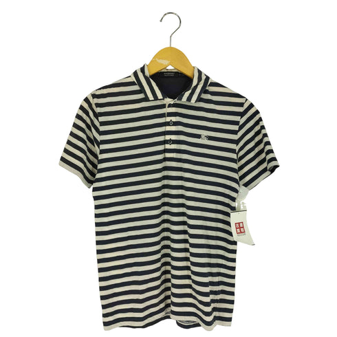 バーバリーブラックレーベル BURBERRY BLACK LABEL ロゴ刺繍 ボーダーポロシャツ メンズ JPN:2