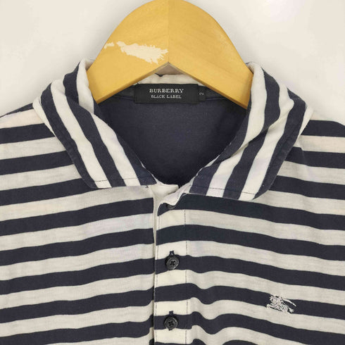 バーバリーブラックレーベル BURBERRY BLACK LABEL ロゴ刺繍 ボーダーポロシャツ メンズ JPN:2