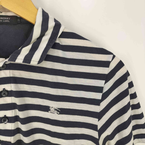 バーバリーブラックレーベル BURBERRY BLACK LABEL ロゴ刺繍 ボーダーポロシャツ メンズ JPN:2
