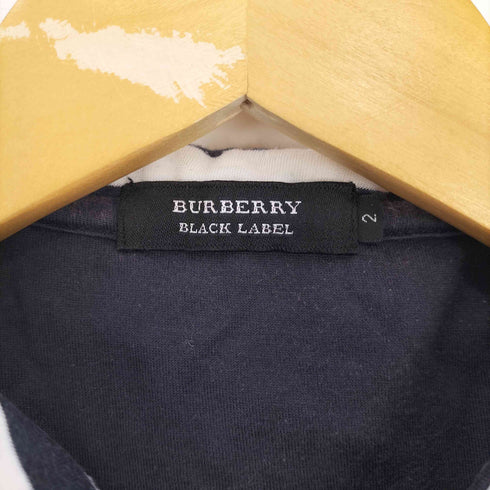 バーバリーブラックレーベル BURBERRY BLACK LABEL ロゴ刺繍 ボーダーポロシャツ メンズ JPN:2