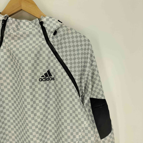 アディダス adidas 00S CLMA PROOOF パフォーマンスロゴプリント 市松模様 裏地メッシュ 斜めジップ プルオーバー ナイロンジャケット メンズ import:L