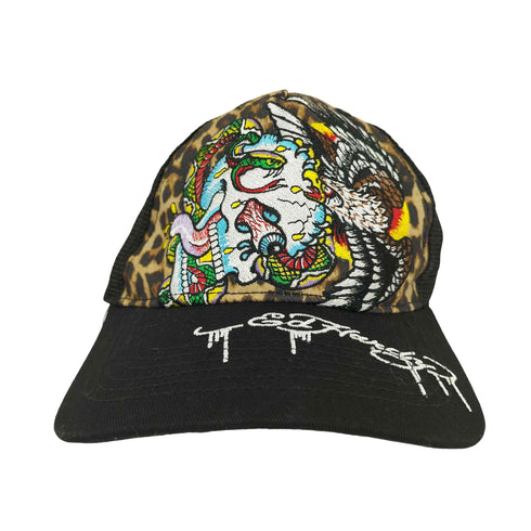 エドハーディー Ed Hardy 総柄レオパードメッシュキャップ メンズ