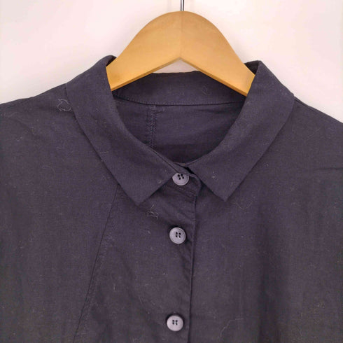 コイビトミサキ koibito misaki 70/30 コットン リネン 立体ポケット 裾フリル シャツ ワンピース レディース M-L