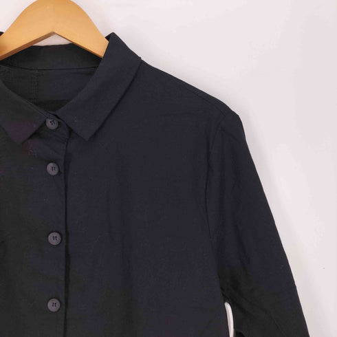 コイビトミサキ koibito misaki 70/30 コットン リネン 立体ポケット 裾フリル シャツ ワンピース レディース M-L