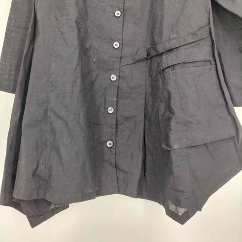 コイビトミサキ koibito misaki 70/30 コットン リネン 立体ポケット 裾フリル シャツ ワンピース レディース M-L