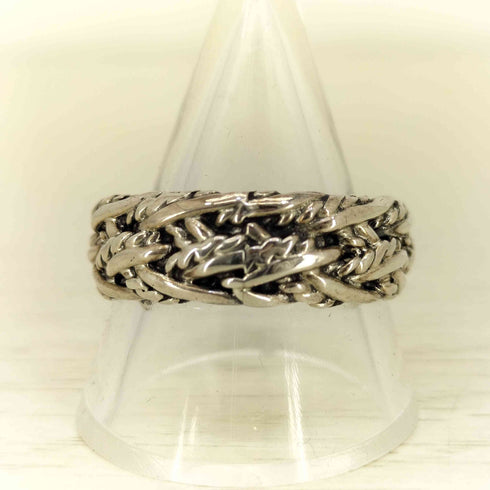 925刻印 編み込み シルバーリング メンズ 22-23号