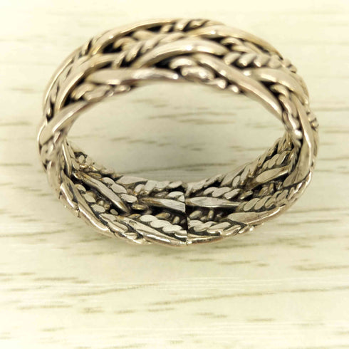 925刻印 編み込み シルバーリング メンズ 22-23号