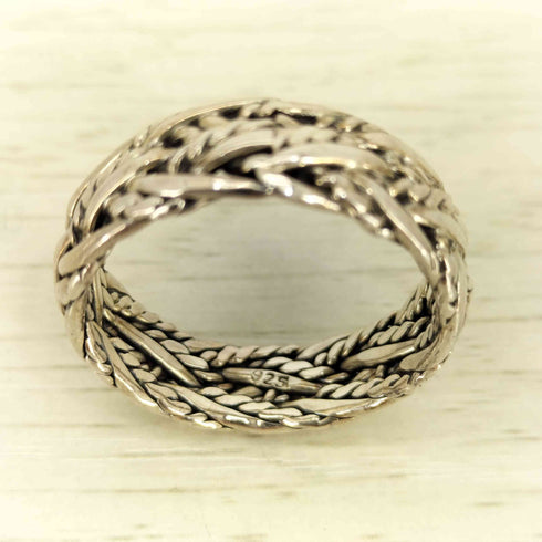 925刻印 編み込み シルバーリング メンズ 22-23号