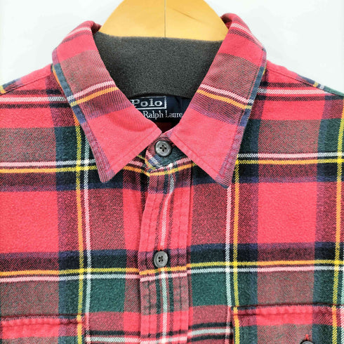 ポロバイラルフローレン Polo by RALPH LAUREN フランネルチェックシャツ エルボーパッチ メンズ import:M