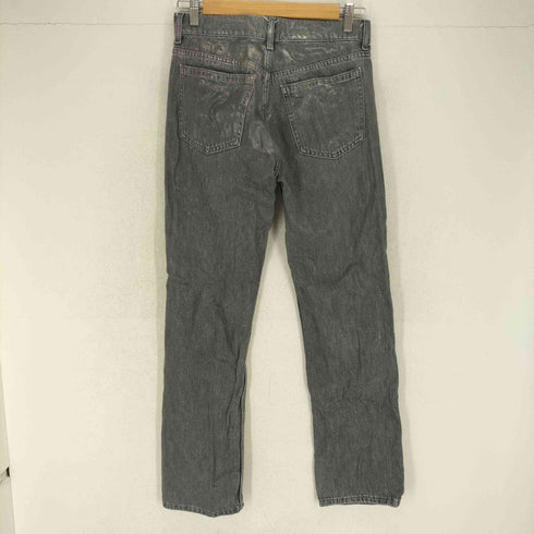 ザラ ZARA メタリックシルバーデニムパンツ レディース 34