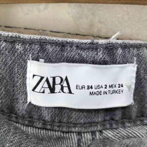 ザラ ZARA メタリックシルバーデニムパンツ レディース 34