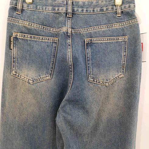 ダメージ加工 ワイド ストレート デニム パンツ Y2K メンズ L