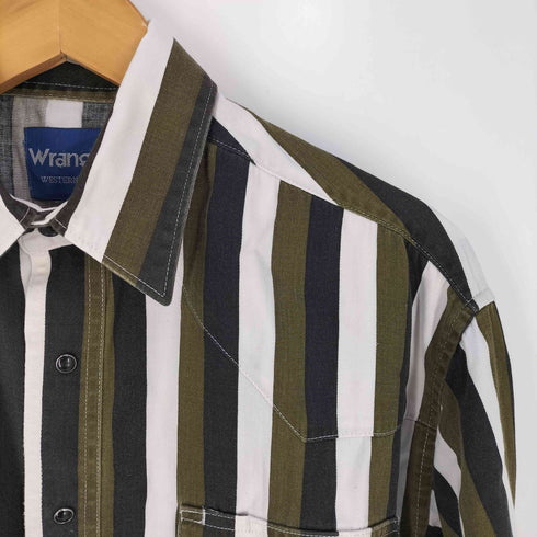 ラングラー Wrangler 80-90S WESTERN SHIRTS ストライプ L/S ウエスタン シャツ メンズ