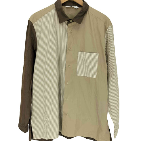 マニュアルアルファベット MANUAL ALPHABET 日本製 ストライプ 切替 L/S シャツ メンズ JPN:3