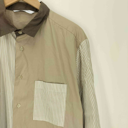 マニュアルアルファベット MANUAL ALPHABET 日本製 ストライプ 切替 L/S シャツ メンズ JPN:3