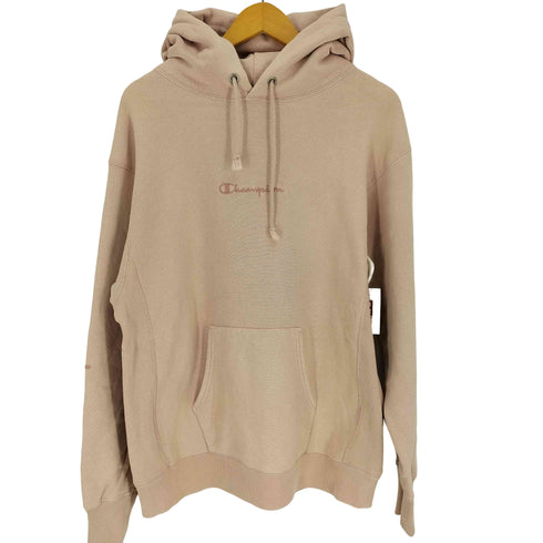 チャンピオン Champion 青単色タグ 復刻 リバースウィーブ ロゴ刺 繍スリーブ スウェットパーカー メンズ import:L