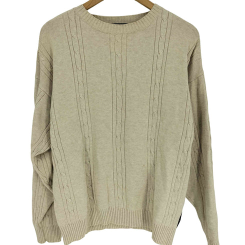 チャップスラルフローレン CHAPS RALPH LAUREN 90S 香港製 クルーネック L/S コットン ケーブル ニット セーター メンズ import:M