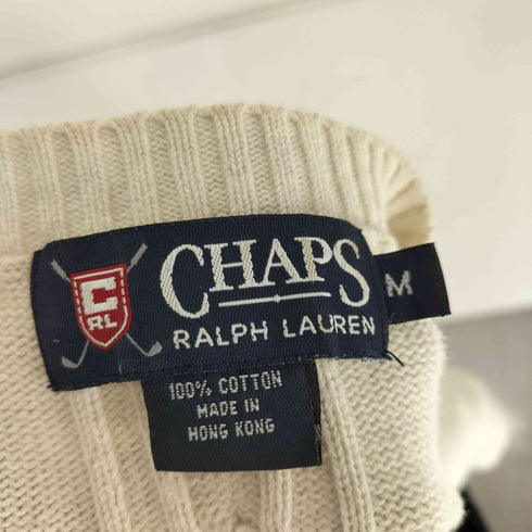 チャップスラルフローレン CHAPS RALPH LAUREN 90S 香港製 クルーネック L/S コットン ケーブル ニット セーター メンズ import:M