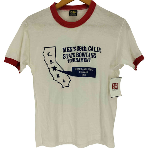 ジャージーズ JERZEES BY RUSSELL 80S USA製 プリント リンガーTシャツ メンズ import:M