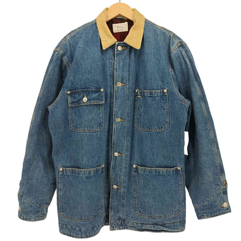 ポロラルフローレン POLO RALPH LAUREN 80S USA製 白タグ 襟 コーデュロイ 裏地 ブランケット デニム カバーオール ジャケット メンズ import:M
