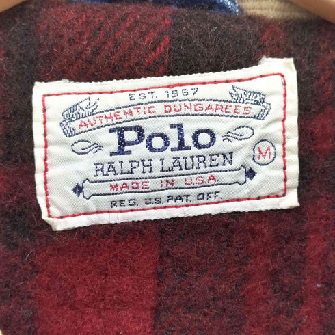 ポロラルフローレン POLO RALPH LAUREN 80S USA製 白タグ 襟 コーデュロイ 裏地 ブランケット デニム カバーオール ジャケット メンズ import:M