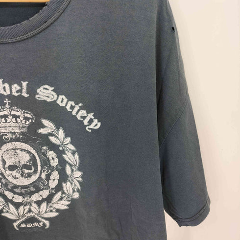 ヘインズ Hanes 00s ダメージ加工 スカル王冠プリント クルーネック 半袖Tシャツ メンズ