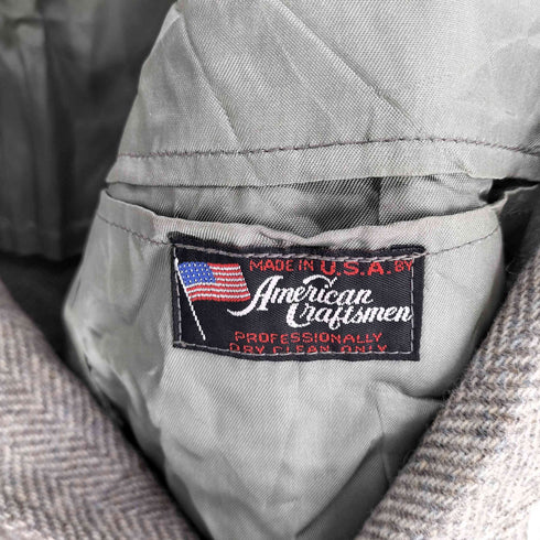american craftsmen la mer USA製 エルボーパッチ ヘリンボーン 2Bシングルテーラードジャケット メンズ