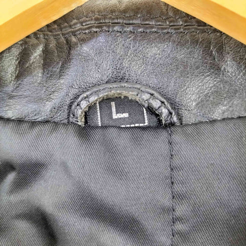 中綿入り ジップアップ カウレザー ジャケット メンズ JPN:L