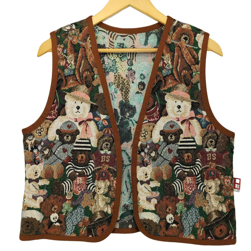 くま 刺繍 ゴブラン織り ベスト レディース